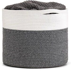 Large Cotton Rope Basket 15.8"x15.8"x13.8"-Baby Laundry Basket Woven Basket